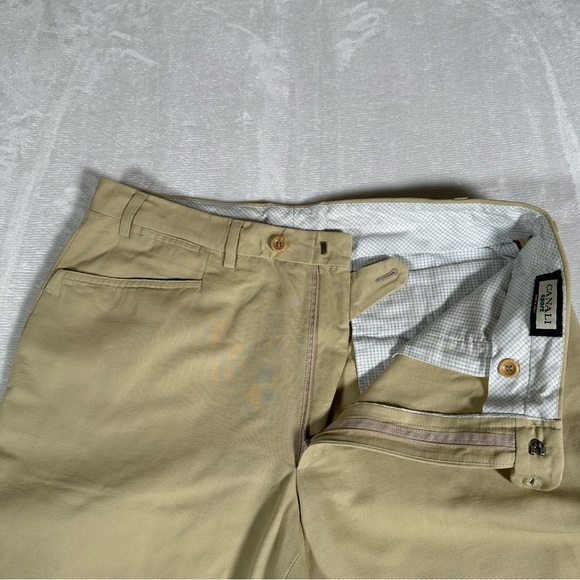 Canali Sport Men Casual Pants Flat Front 100% Cotton Made in Italy Beige Sz 52 7 - Picture 7 of 13